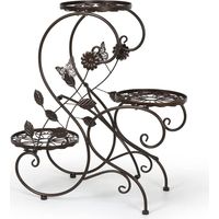 Support Porte‑Pot HLC‑Bronze à 3 Étagères, Structure en Fer Métallique pour Plantes et Fleurs, Jardin & Intérieur