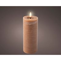 Vela de cera LED superficie lisa Ø7x19cm LUMINEO – Marrón