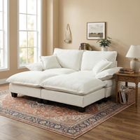 Modulares Ecksofa, Cloud-Couch mit Segelboot-Design, inklusive 2 beweglichen Ottomanen & 2 weichen Kissen, komfortabler Chenille-Bezug für Wohnzimmer & Apartments, Beige