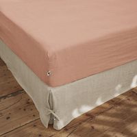 Drap housse "Soline" toutes dimensions Lin lavé l'Effet Papillon - Soline Vieux Rose - 180 x 200 cm bonnet de 30 cm - Soline Vieux Rose -