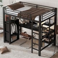 Cama Alta 90x200 Cm Estructura Metálica Negro