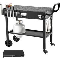 Mophorn Desserte de Jardin Pliante pour Plancha,Chariot de Barbecue avec Plan de Travail 78,7x43,2cm,Idéal pour Préparation Culinaire en Extérieur, Équipé de Porte-essuie-tout et Support d'Ustensiles