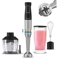 Cecotec Mixeur à Main Katana 15 Chop B. 1500 W, 21 Vitesses et Turbo, 4 Lames en Titane Noir, Cloche Antiprojections