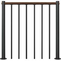 Ringhiera per scala diritta - Nero - Acciaio verniciato a polvere - Lunghezza 1 m - Corrimano in legno di noce - RE-I-RV-BOIS-NN