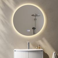 HOROW Espejo de baño LED redondo, antivaho, regulable, función de memoria, con botón táctil inteligente -60 cm u 80 cm de diámetro