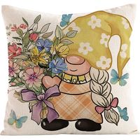 Housses de coussin printanières 45x45 cm, taies d'oreiller fleuries, housses de coussin carrées à motifs de dessins animés pour le salon