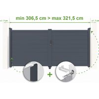 Puerta batiente regulable ancho EIGER 3m Alt.140cm de aluminio Gris antracita