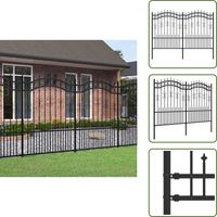 Clôture de jardin avec sommet de lance Noir 190 cm - Clôture De Jardin - Clôture Métalliques - Clôture Noire - Clôture Design - Clôture Sécurisée