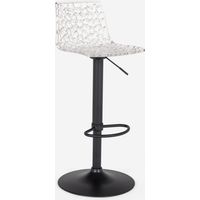 Grand Soleil – Tabouret de bar réglable 57,5-79 cm – Assise en polycarbonate – Base acier noire mate – Siège pivotant 360° – Repose-pieds courbé