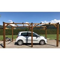 WMU – Carport en bois 15m² 3x5 – Autoportant pour 1 à 2 voitures – Bois traité autoclave pour longévité – Largeur de passage 2.60m