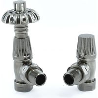 West Gothic TRV Angled Thermostatic Radiator Valve and Lockshield - Satin Brushed Black