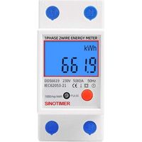 Einphasiger elektrischer Unterzähler, MID-zertifiziert, 45A max. modular, Einzeltarif, LCD-Anzeige.