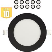 Lot de 10 Dalles LED dimmables 6W 6400K 270lm Noir IP20