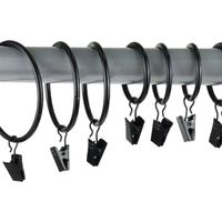 Lot de 40 anneaux à pince pour rideaux - Noir (Gris) - Diamètre 3,5 mm × 35 mm