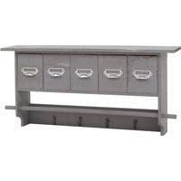 Étagère de cuisine HHG-355, étagère de ménage, vintage avec 5 tiroirs, 32x65x13cm, shabby look, gris