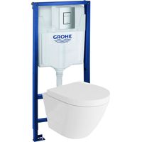 GROHE Bâti-support Solido + Lavita WC Sogo suspendu blanc sans bord + panneau de commande Delta 25 chrome Kit complet WC