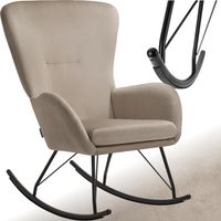 Fauteuil à bascule avec patins en acier et rembourrage épais taupe