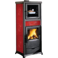 TERMOSTUFA A LEGNA 'TERMOROSSELLA PLUS FORNO DSA 4.0' 11,1 kW - colore bordeaux