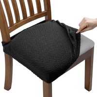 Housse de Chaise Extensible en Jacquard Housse Assise Chaise pour Salle à Manger, Amovibles et Lavables (4 Pcs, avec Sangles de Dossier)