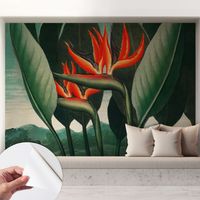 Papier peint adhésif décoratif pour chambre et salon Design moderne à poser facilement Fleurs exotiques 208x146 cm