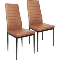 2er Set Esszimmerstühle mit Rückenlehne,Polsterstuhl aus Metall,braun