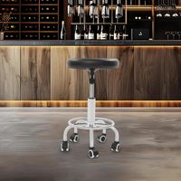 Rollhocker, 360° drehbarer Barhocker, Bürohocker mit Rollen, Drehstuhl höhenverstellbar, höhenverstellbar 45–57 cm, Tragfähigkeit 150 kg, Leicht zu reinigen Schwarz