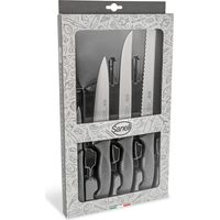 Sanelli Linea Skin Confezione coltelli Professionali Chef 4 pz, Acciaio Inox