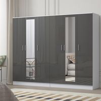 Reflect 2pc Wardrobe Bundle - 3 Door Mirror + 3 Door Mirror - Grey Gloss & Matt White