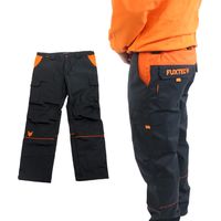 FUXTEC Hose / Arbeitshose Größe 60 - Schwarz/Orange - mit vielen Taschen