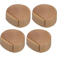 FENOPLASTICAButée de Porte Adhesive - Arrêt de Porte en Bois pour Sol et Parquet - Stop Porte Adhésif - Butoir de Porte Discret et élégant - Lot de 4 (Hêtre)