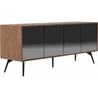 Buffet bois noyer portes en verre miroir - Noyer