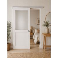 Porte Coulissante Athena Blanc H204 X L83 + Rail Alu Et 2 Coquilles