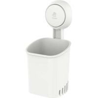 Portaspazzolino con ventosa potente, supporto da parete senza fori per spazzolino, dentifricio, rasoio, organizer per piatti da cucina autosvuotante, bianco