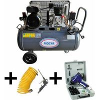 Prodair – Compresseur 100 Litres 3 CV 10 bars lubrifié – Débit d'air 209 l/min – Coffret clé à choc et accessoires inclus – Prêt à l'emploi