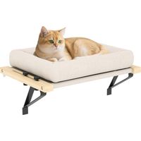 Kattenhuisje met beugel voor vensterbanken en radiatoren, kussen, houten frame, wit