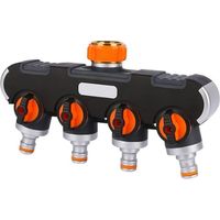 Répartiteur 4 Voies, Distributeur D'eau Tuyau D'arrosage, Séparateur de Tuyau à 4 Voies, Distributeur D'eau à 4 Voies, Peut Etre Utilisé pour L'irrigation du Jardin, le Débit Est Réglable