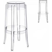 Tabouret de bar transparent x2 – Polycarbonate – Hauteur 75,5 cm – Design épuré pour intérieur et extérieur