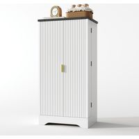Küchenschrank mit LED-Sensorlicht und Gewürzregal, Großzügiger Doppeltür-Schrank mit Verstellbaren Regalböden und Modernem Türdesign