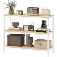 Consola recibidor 3 estantes abiertos patas metal natural blanco 100x30x80 cm