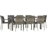 Ensemble à manger de jardin 9 pcs coussins gris résine tressée vidaXL