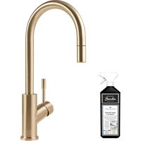 Villeroy & Boch – Robinet de cuisine mitigeur Umbrella flex or mat – Douchette extractible – Pivotement 360° – Acier inoxydable anti-traces