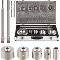 VEVOR Kit Sega a Tazza per Cemento, 30/40/65/80/100 mm Kit Frese a Tazza Set Punte per Trapano SDS Plus o SDS Max con Codolo da 300 mm per Mattoni, Calcestruzzo, Muro di Pietra, Muratura, Piastrelle