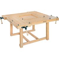 Établi modulable en hêtre massif 1850x1850x840 mm – Charge élevée – 4 presses verticales – Pour grands ateliers – Ramia