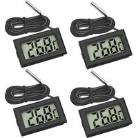 Mini Digital LCD Thermomètre Température avec Sonde de Température Capteur Testeur pour Réfrigérateur Congélateurs Aquarium (4X Noir)