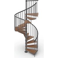 Wendeltreppe aus Buchenholz 11 Stufen - Max. Höhe 2.26 bis 2.64m - Durchmesser 160cm- Wallnuss und anthrazit - PHOLA160/SAMNOY-11
