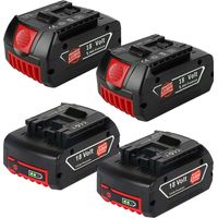 Powerwings – Batterie Lithium-Ion 18V 5000mAh – Lot de 4 – Compatible Bosch GDR, GDS, GKS, GSB – Idéale pour chantiers humides