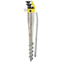 Jeu de vis d'ancrage au sol en acier galvanisé 550 mm – Pour béton armé – Vissage rapide en série – Accessoire pour parasol – Krinner