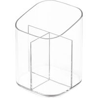 Pen Holder - Acrylic - 3 Compartment - Desk Organizer - For Pens Makeup Brushes Office School Home - 1 Piece