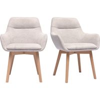 Chaises en tissu effet velours texturé beige et bois clair (lot de 2) ALESS