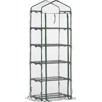 Outsunny – Serre adossée en acier avec bâche PVC 135g/m² – 5 étagères 60x46cm – Protection contre intempéries – Dimensions 69x49x193cm